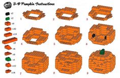 instructions for how to make a pumpkin out of legos