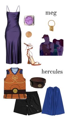 the princess and the frog costume is shown in purple, blue, and orange colors