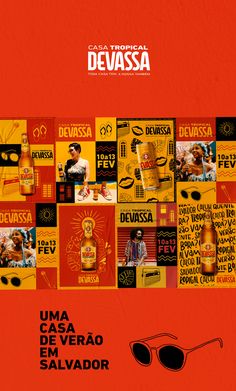 an advertisement for the mexican beer company deyassa, featuring various images of men in sunglasses