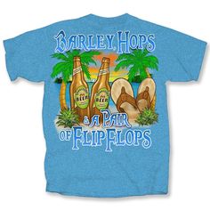 Barley & Hops Heather Sapphire Tropical T-shirt – Caribbean Rays Summer Cotton Fan Apparel T-shirt, Summer Fan Apparel T-shirt With Letter Print, Summer Fan Merchandise Top With Front Print, Summer Fan Merchandise T-shirt With Letter Print, Summer Fan Merchandise Front Print Tops, Summer Letter Print T-shirt For Fans, Blue Summer Fan Merchandise T-shirt, Summer Fan Merchandise Tops, Blue Fan Merchandise T-shirt For Summer