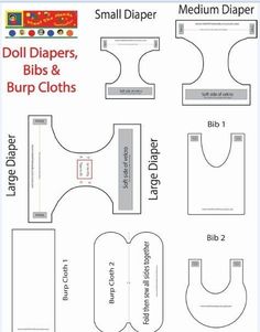 small diaper, bibs and burp cloths are shown in the diagram