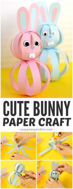 some bunny paper crafts that are on display