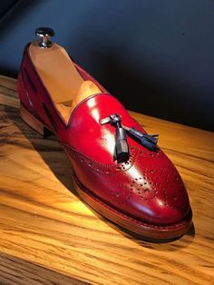 The Celsus Tassel Loafer - Red (1) Tassel Shoes, Code Red, Feel More Confident, Bespoke Shoes, Loafers Online, Tassel Loafers, Shoes Collection, Men's Footwear, Shoes Color