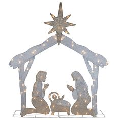 a nativity scene with the birth of jesus and baby jesus in a manger