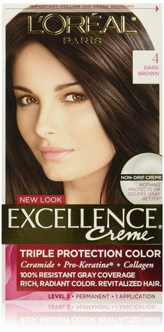 L'oreal Excellence 4 Dark Brown Features: Triple protection permanent hair color that revitalizes and protects hair from the inside and out The richest colors provide radiant color to revitalize hair 100% long-lasting gray coverage compared to each leading competitor's top selling brand ABC NO : 10045554 Froo www.froo.com | Froo Cross Sell, Free Cross Sell, Cross promote, eBay Marketing, eBay listing Apps, eBay Apps, eBay Application Hair Dye Box, Hair Color Dark Brown, Hair Levels, How To Dye Hair At Home, Organic Hair Color, Grey Hair Coverage, Best Hair Dye, Hair Color Remover, Hair Color Brands