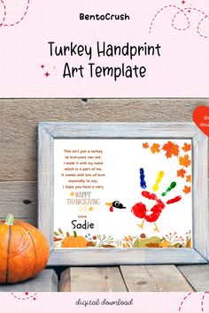 Celebrate Fall with this special Thanksgiving turkey handprint craft! Simply print the file and use paint to add your child's handprint to create the turkey. This printable art makes a great keepsake and looks great framed! This craft is fun for babies, toddlers, and kids. Perfect for preschool and kindergarten.  INSTANT DOWNLOAD - 2 SIZEs Order, download, print & enjoy! Turkey Handprint Craft, Turkey Handprint, Handprint Craft, Happy Thanksgiving Day, Handprint Art, Art Template, Thanksgiving Turkey, Hand Print, Fall Thanksgiving