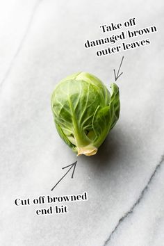 a lettuce is labeled with the words take off damaged brown outer leaves cut off browned end bit