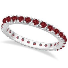 Ruby Eternity Band Stackable Ring 14K White Gold (0.50ct) Jewerly Rings, Blue Sapphire Eternity Band, Ruby Eternity Band, Sapphire Eternity Band, March Birthstone Ring, January Birthstone Rings, Garnet Jewelry, Stackable Ring, Fashion Ring