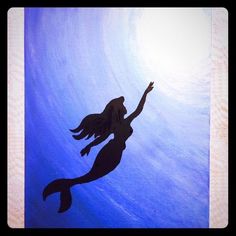 a painting of a mermaid swimming in the ocean with her arms out to catch a wave