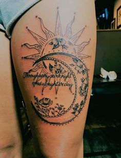 a woman's thigh with a tattoo on it that says, thank you for the wonderful