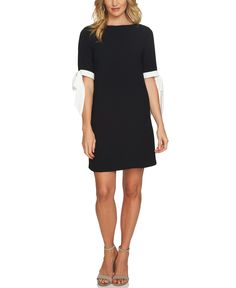 A contrast tie feature brings the elbow-length sleeves to life on this pretty dress from CeCe, styled in a relaxed shift silhouette for an easygoing finish. Dillards Women, Wedding Attire For Women, Casual Wedding Guest, Casual Wedding Attire, Casual Wedding Guest Dresses, Fall Wedding Guest Dress, Women Tie, Women's Tie, Wedding Guest Dresses