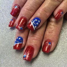 July Toe Nails, Nails Patriotic, Neat Nails, Finger Nail Art, Girly Stuff