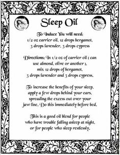 a poem written in black and white with the words sleep oil