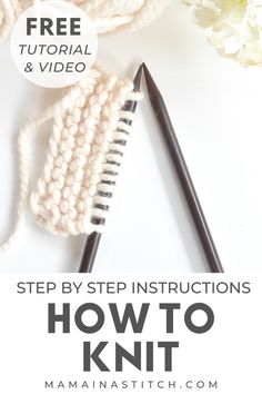 the instructions for how to knit an easy scarf with yarn and knitting needles on it