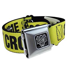 Buckle Down printed "Crime Scene Do Not Cross" fashion belt. BD wings logo stainless steel buckle with 1.5" wide nylon web belt. Express your bold attitude with this crime scene tape design belt with bold black lettering against a bright yellow background. One size fits most - adjustable 24-42. The unique design of this belt was created by Buckle-Down. The original artwork on the belt is the property of the respective company. This belt is not to be used as a safety device. Enjoy 100% FREE SHIPP Scene Belt, Tape Design, Web Belt, Wings Logo, Safety Devices, Dream Gift, Military Men, Hip Hop Jewelry, Bold Black