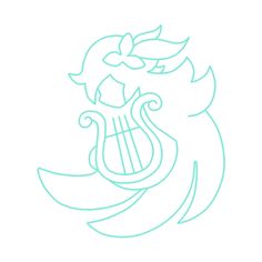 a drawing of a harp with leaves on it