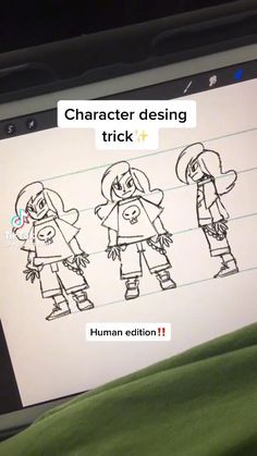 someone is drawing on their computer screen with the caption'character design trick '