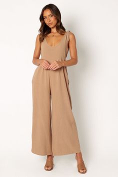 Ayla Linen Jumpsuit - Mocha - Petal & Pup USA Tan Jumpsuit, Style Jumpsuit, Resort Dresses, Linen Jumpsuit, Exclusive Clothing, Strapless Tops, Dresses By Length, Long Sleeve Floral Dress, On Design