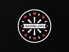 the logo for gambling with hearts and spades on black background, close up view