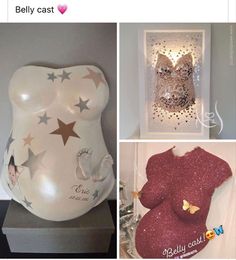 there are three different items on display in this photo, one is a baby's dress and the other is a teddy bear