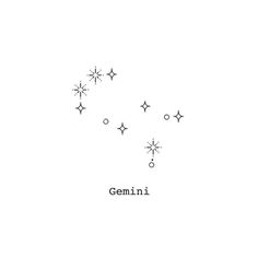 the word gemini written in black ink on a white background with snowflakes