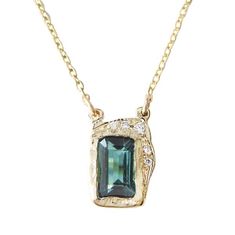 Still water reflects the beauty of life. The still mind reflects the beauty of self.  6X4mm emerald cut green tourmaline. White round brilliant diamonds 0.033cts. Green Tourmaline Necklace In Fine Jewelry Style, Green Tourmaline Necklace, Elegant Tourmaline Yellow Gold Necklace, Tourmaline Pendant Necklace Gift, Green Tourmaline Pendant Jewelry, Purple Sapphire Ring, The Beauty Of Life, Blue Diamond Ring, Diamond Face