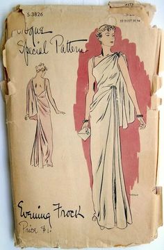 an old fashion pattern for a woman's evening dress