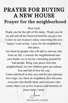 the prayer for buying a new house is shown in black and white with an image of a