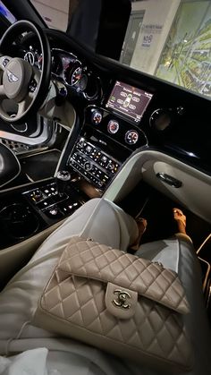 the interior of a luxury car is shown