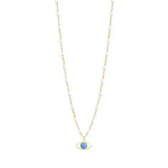 Gigi Clozeau - Classic Gigi White Eye Necklace, Yellow Gold, 16.5 Universal Symbols, White Eyes, Luck Charms, Rose Gold Necklace, Eye Necklace, Self Discovery, Beach Bag, Or Rose, Anklets