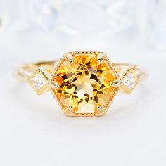 Vintage 2ct Citrine Engagement Ring, 14K Yellow Gold Three Stone Promise Ring, Natural Citrine and Moissanite Wedding Ring, Silver 925 Ring - Etsy Yellow Sapphire Topaz Ring For Wedding, Yellow Octagon Wedding Ring, Anniversary Citrine Birthstone Ring In Yellow Gold, Anniversary Yellow Gold Citrine Birthstone Ring, Anniversary Citrine Diamond Ring With Accent Stones, Wedding Topaz Ring In Yellow Gold With Citrine, Yellow Gold Citrine Topaz Ring For Wedding, Wedding Yellow Gold Citrine Diamond Ring, Wedding Topaz Ring With Yellow Sapphire Birthstone