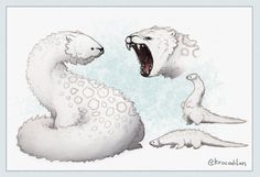 two white polar bears and one is growling