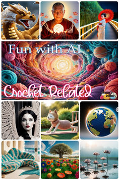 a collage of images with the words fun with art crochet related