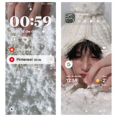 two screens show the same person in winter clothing, and one shows their phone numbers