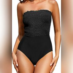 About This Itemstrapless Swimsuits For Women: The Bathing Suit Can Be Strapless And Allow You To Avoid Some Strap Tan Lines. This Womens One Piece Swimsuit Also Come With Removable Straps, You Can Put On As You Like.One Piece Tummy Control Bathing Suits: Bandeau Swimsuit Provides Excellent Tummy Control And Perfectly Hides Your Tummy. This One Piece Bathing Suit Makes You Look Slimmer And Can Help You Increase Confidence When You Wake Up On The Beach.Smocked Swimsuits :Special Customized Fabric Beach Bandeau Stretch Bodysuit, Beach Bandeau Bodysuit With Stretch, Stretch Bandeau Bodysuit For Beach, Summer Strapless Bodysuit For Beach, Strapless Bodysuit For Poolside, Strapless Fitted Bodysuit For Pool, Fitted Strapless Bodysuit For Pool, Chic Strapless Bodysuit For Beach, Strapless Lined Bodysuit For The Beach