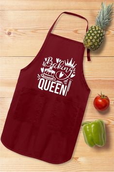 an apron with the words, i'm good to trust and two peppers next to it