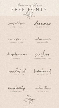 some type of handwriting that has been written in different font styles and colors, with the words