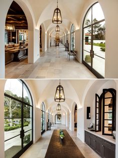 Arched Hallway Spanish Style Homes Exterior, Spanish Style Homes Interior, Modern Spanish Farmhouse, Spanish Style Home Exterior, Modern Spanish Style Homes, Spanish Style Home Interior, Style Hacienda, Woodside California, Modern Spanish Style