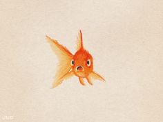 a drawing of a goldfish with big eyes