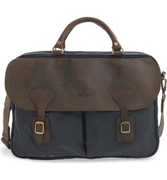 Barbour Waxed Canvas Briefcase | Nordstrom Barbour Wax, Antique Hardware, Leather Briefcase, Waxed Canvas, Waxed Cotton, Touch Up, Leather Trims, Camera Bag, Messenger Bag