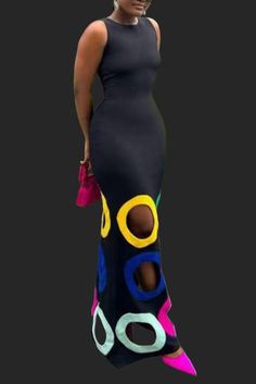 Make a bold statement in our Neon Circles Sleeveless Maxi Dress! Featuring bright cut out circles at the bottom, this dress is perfect for those who love to take risks and stand out from the crowd. Turn heads and add some excitement to your wardrobe with this daring and adventurous dress! Decoration Hollow Out Length Floor-Length Style Sexy & Club Fabric Type Blended fabrics Material Polyester Pattern Type Colorblock Silhouette Trumpet / Mermaid Sleeve Length Sleeveless Season Summer Fabric Slig Dress Decoration, Long Dresses Elegant, Pattern Ideas, Take Risks, Cute Swag Outfits, Diva Fashion, Spring Summer Dress, Summer Fabrics, Swag Outfits