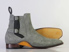 #men #handmade #gray #suede #jodhpurs #boots #handmadeboots #designerbootsforless #fashionboots #menbuckleboots #mentanboots #buckleboots Ankle High Boots, Leather Boots For Men, Jodhpur Boots, High Ankle Boots, Men Suede, Tan Boots, Mens Leather Boots, Grey Boots, Buckle Boots