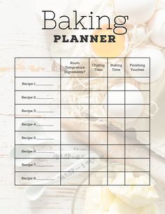 an image of a baking planner with eggs and other ingredients on the table in front of it