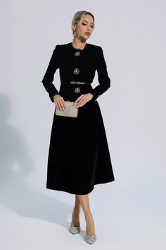 Elevate your style with the Lina Black Woolen Floral Blazer Set. This vintage-inspired two-piece set features delicate floral embroidery, while the matching skirt showcases a luxurious velvet finish. This ensemble will make a lasting impression.  Top Length: Approx 49cm Skirt Length: Approx 82cm Materials: Polyester Gentle Dry Clean Only  The model is 5 ft 7 and wears size S  Color may vary due to lighting on images. The product images (without a model) are closest to the true color of the produ Black Dress And Blazer Outfit, Black Dress And Blazer, Skirt And Tops, Dress And Blazer Outfit, Silver Sequin Top, Glitter Wedding Dress, Dressy Shirts, Bandage Midi Dress, Blazer Set