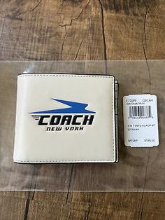 (eBay) Coach Men's F73099 3 In 1 Vintage Motif Leather Wallet Chalk Blue Black NWT $198 Designer Coach Bifold Wallet, Coach Men, Coach New York, Leather Wallet, Chalk, Blue Black, Wallets, Wallet, Leather