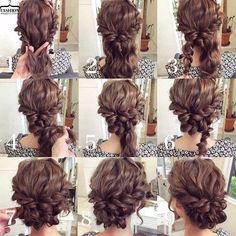 updo diy for medium length hair - Google Search Updo Ideas, Diy Updo, Summer Wedding Hairstyles, Braid Videos, Prom Hair Updo, Wedding Hairstyles Medium Length, Bun Updo, Hair Braid, Penteado Cabelo Curto