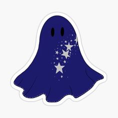 a blue ghost sticker with stars on it