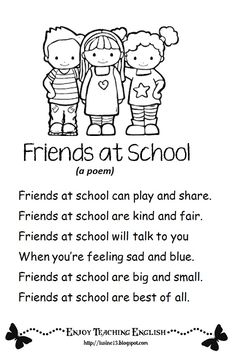 the poem friends at school is written in black and white