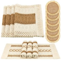 a collection of rugs and place mats