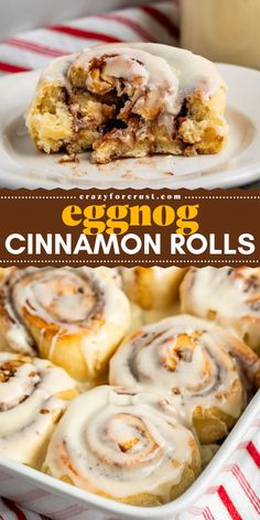 These Eggnog Cinnamon Rolls are a cozy addition to your Christmas morning breakfast! Made with eggnog, cinnamon, nutmeg, and a rich powdered sugar drizzle, these fluffy rolls are perfect for holiday brunch ideas that capture festive flavors! Best Cinnamon Rolls Ever, Best Homemade Cinnamon Rolls, Breakfast Shop, The Best Cinnamon Rolls, Cinnamon Roll Recipe Homemade, Breakfast For A Crowd, Best Cinnamon Rolls, Homemade Cinnamon Rolls, Cinnamon Rolls Homemade